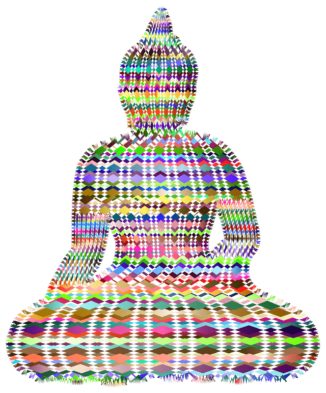 Sitting Buddha Silhouette Stylized Lines