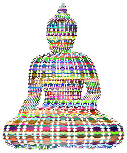 Sitting Buddha Silhouette Stylized Lines
