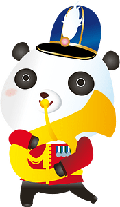 Marching Panda with horn