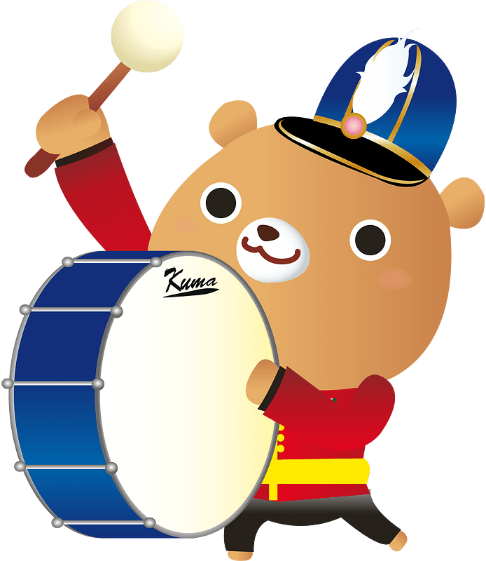 Marching bear playing drums