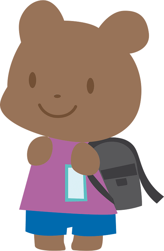Bear cub with school bag