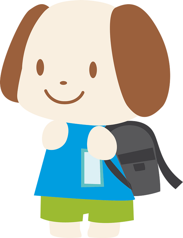 Puppy with school bag