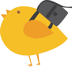Little bird with school bag
