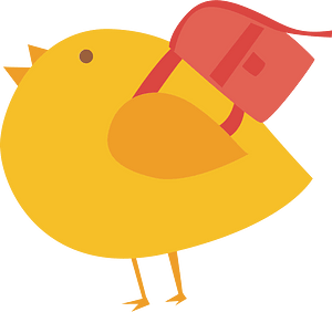 Little bird with school bag