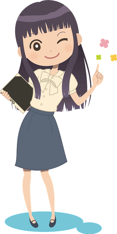 Winking girl with book