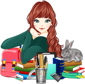 School girl with rabbit