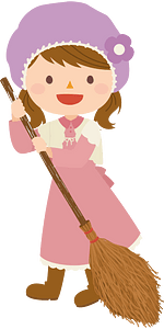 Girl with broom