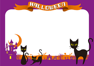 Halloween black cat frame