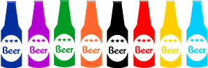 Multicolored beer bottles