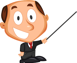 Cartoon businessman with pointer