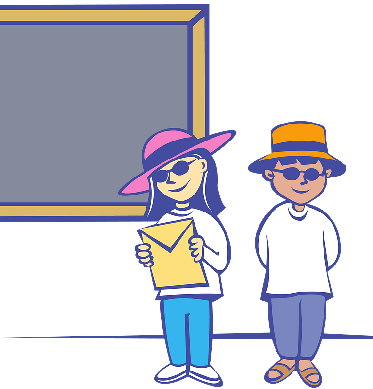 Kids in front of a blackboard