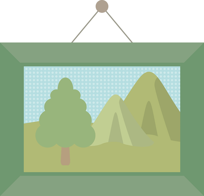 Landscape picture in a frame