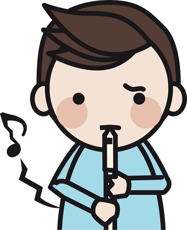 Boy is playing a Pipe