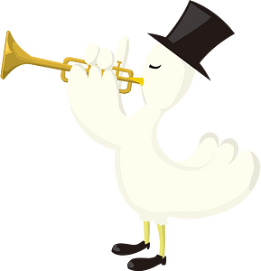 Playing trumpet