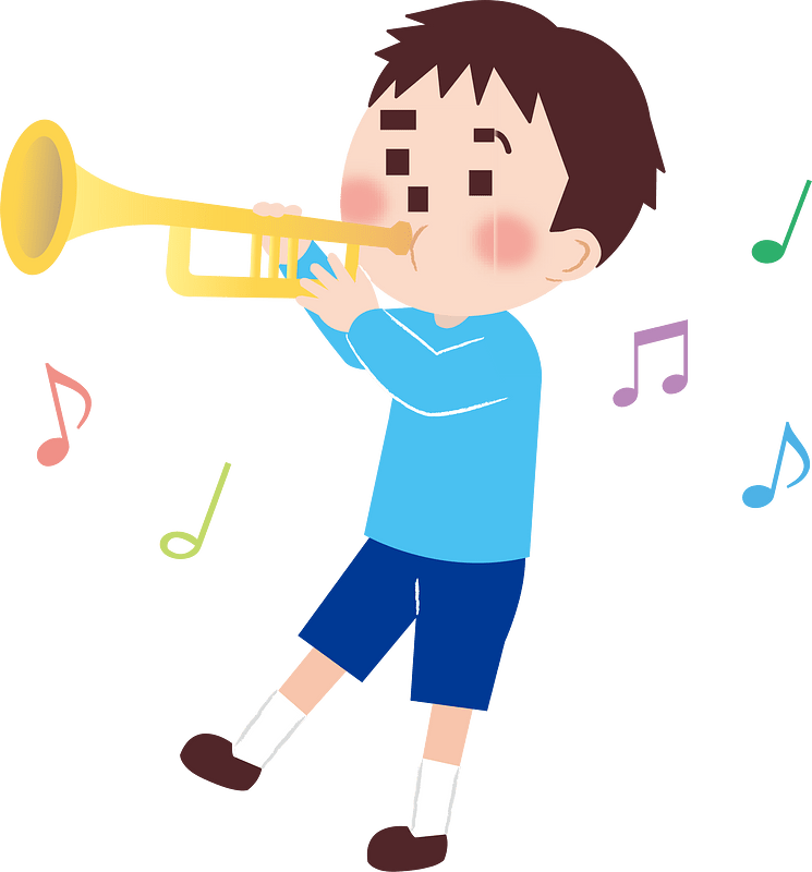 Playing trumpet
