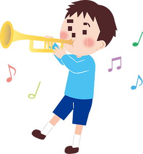 Playing trumpet