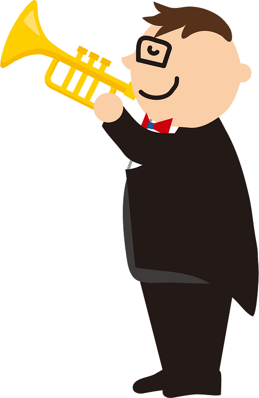 Playing trumpet