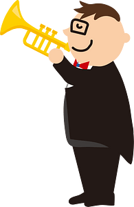 Playing trumpet