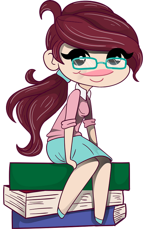 Bookworm girl with books