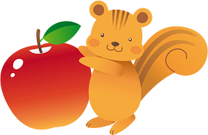 Squirrel and apple