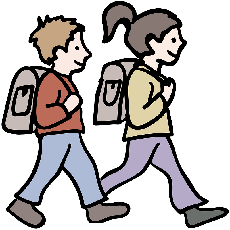 Boy and Girl going to school