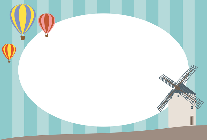 Windmill and hot-air balloon