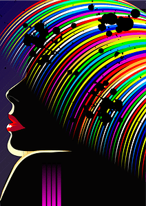 Woman colorful hair