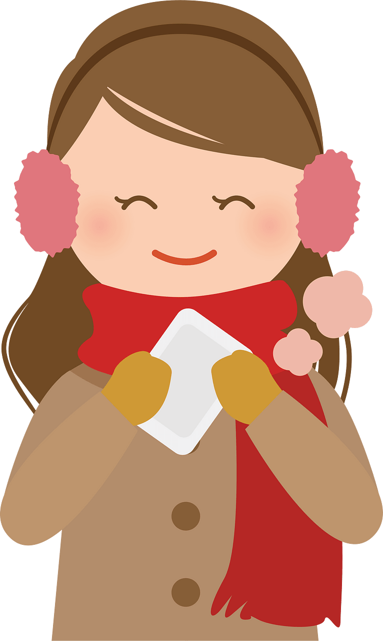 Woman with hand warmer