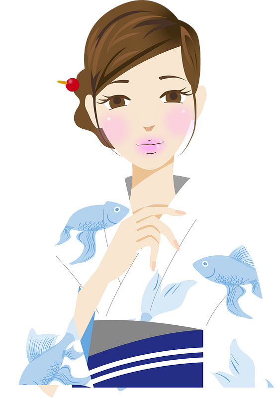 Yukata woman goldfish