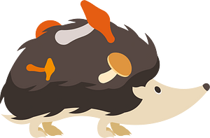 Hedhehog with mushrooms