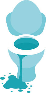 Overflowed toilet bowl
