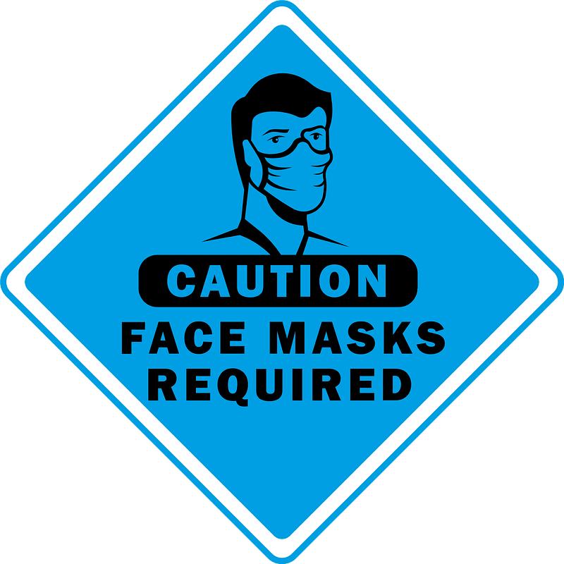 Face masks required sign caution - Free vector clipart images on ...