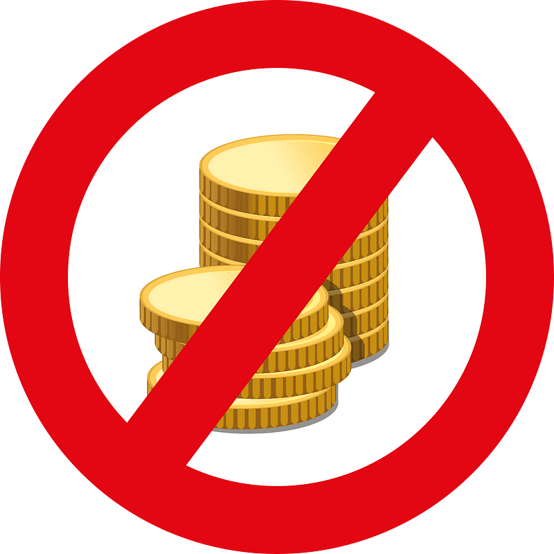 No coins accepted sign