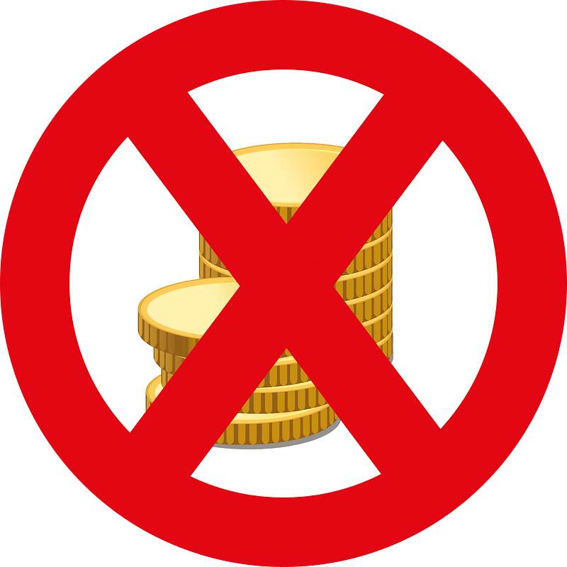 No coins accepted sign