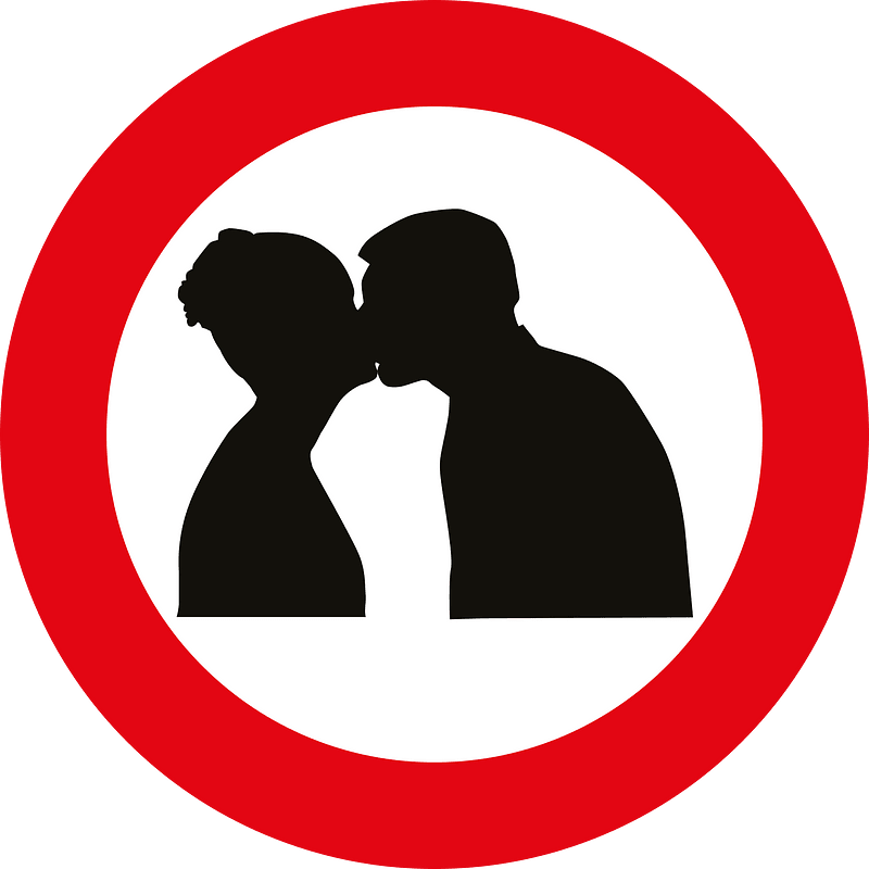 No kissing signs