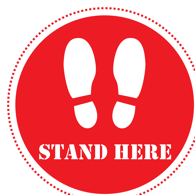 Stand here sign