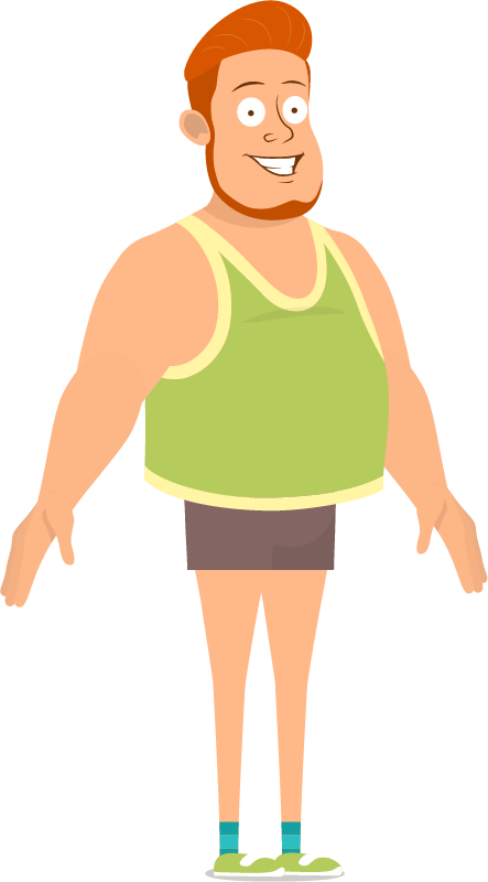 Bearded Smiling Man in Shorts
