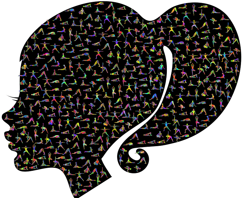 Female Head Profile Silhouette 2 Yoga Poses Polyprismatic
