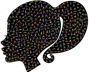 Female Head Profile Silhouette 2 Yoga Poses Polyprismatic