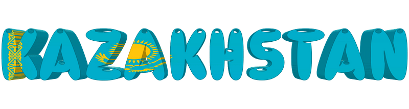 Kazakhstan lettering with flag