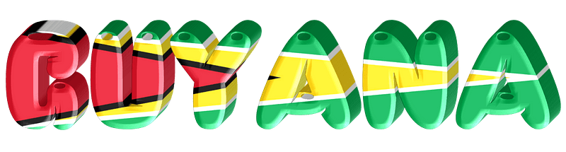 Guayana lettering with flag