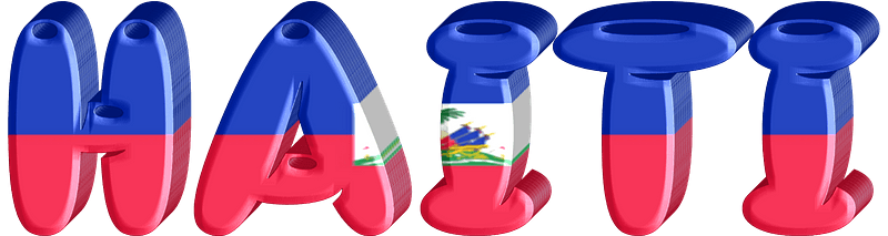 Haiti lettering with flag