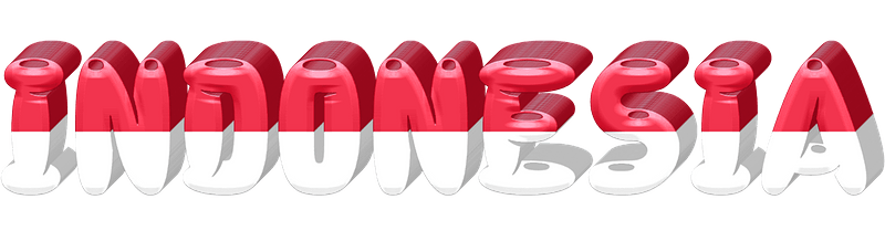 Indonesia lettering with flag
