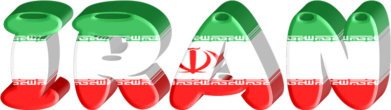 Iran lettering with flag