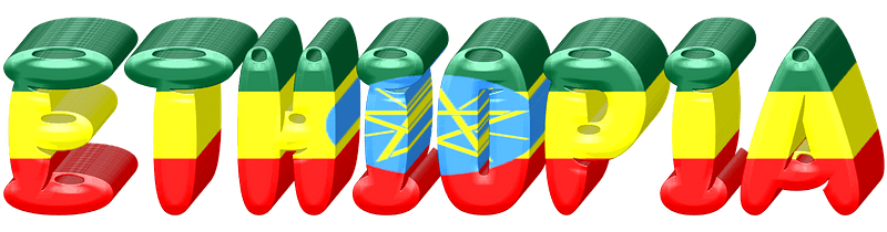 Ethiopia lettering with flag