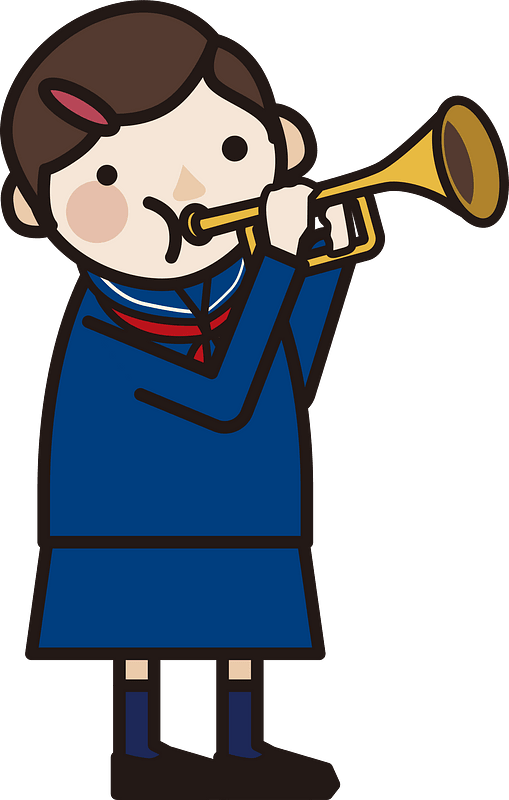 Playing trumpet