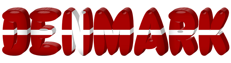 Denmark lettering with flag