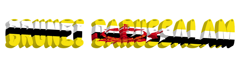 Brunei Darussalam lettering with flag