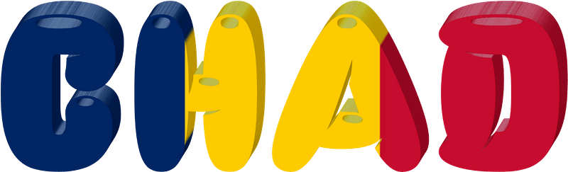 Chad lettering with flag