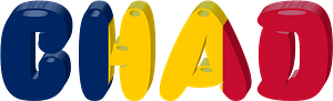 Chad lettering with flag
